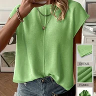 Swetry damskie - TEMU Damski Półprzezroczysty Turkusowy Sweter Bez Rękawów - Letnia Bluzka z Okrągłym Dekoltem, Błyśniędna Warstwowa Koszulka na Plażowanie oraz do - miniaturka - grafika 1