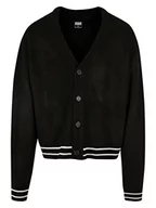 Swetry męskie - Urban Classics Sporty Boxy Cardigan, modny męski kardigan z dzianiny o kroju oversize, dostępny w wielu kolorach, rozmiarach S-5XL, czarny, 3XL - miniaturka - grafika 1