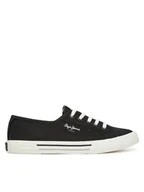 Trampki damskie - Pepe Jeans Tenisówki Brady Basic W PLS31287 Czarny - miniaturka - grafika 1