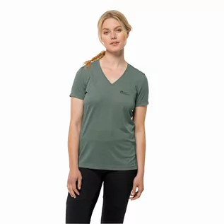 Koszulki i topy damskie - T-shirt damski Jack Wolfskin CROSSTRAIL T WOMEN hedge green - XS - grafika 1