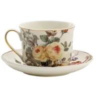 Filiżanki - Marco Polo SJ Filiżanka Do Kawy I Herbaty Porcelanowa Ze Spodkiem Duża Kremowa Róża Biała 420 Ml - miniaturka - grafika 1