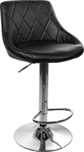 Elior Czarny metalowy hoker tapicerowany z oparciem ekoskóra - Amadeo 6X - Taborety i hokery - miniaturka - grafika 1