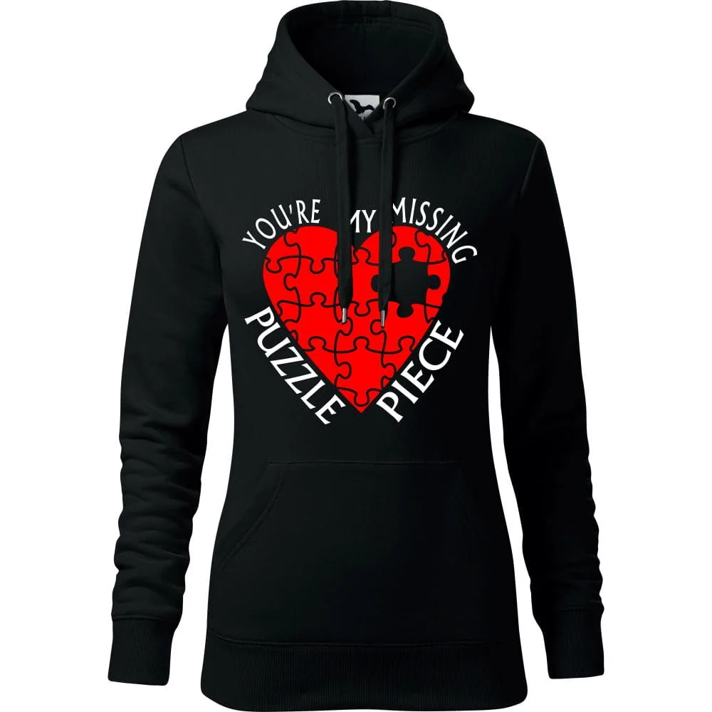Damska Bluza Z Kapturem - You're My Missing Puzzle Piece Czarny L