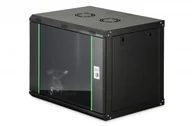 Szafy rack - Szafa Digitus Szafa sieciowa wisząca jednosekcyjna DIGITUS Dynamic 19" 9U, 600x450, szklane drzwi, czarny, niezmontowana, 60kg DN-37105 - miniaturka - grafika 1