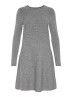 Sukienki - VERO MODA Damska sukienka Vmnancy Ls Knit Dress Noos, Medium Grey Melange, L - miniaturka - grafika 1