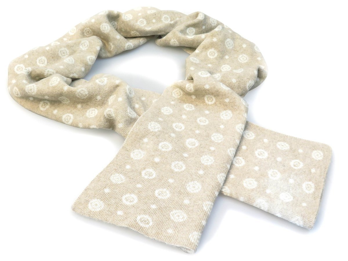 Wełniany beżowy szalik męski z domieszką kaszmiru W3