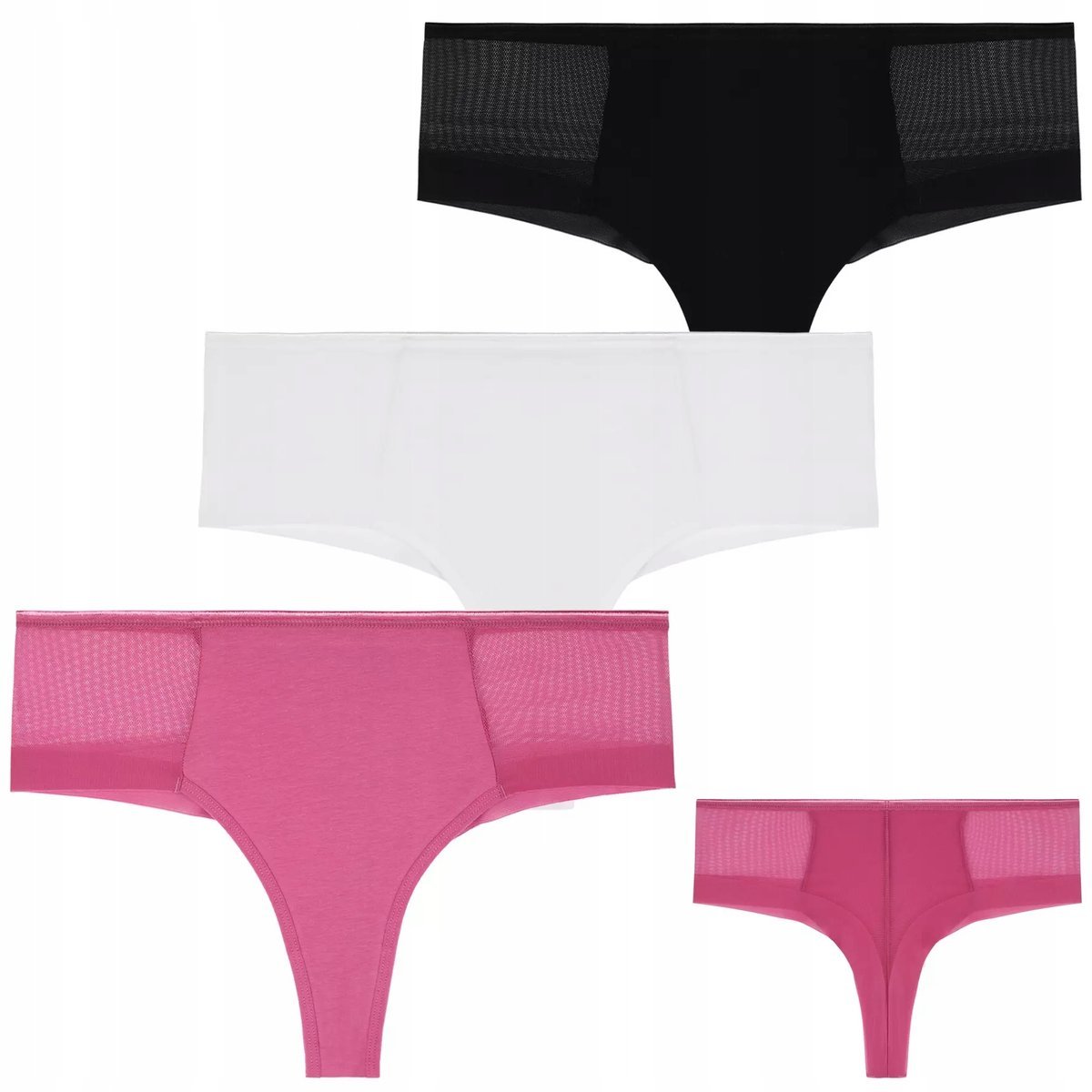 3X MAJTKI DAMSKIE BRAZYLIANY BAWEŁNIANE Z SIATKĄ KOBIECE SEKSOWNE MORAJ M