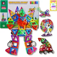 Klocki - DUŻE KLOCKI KONSTRUKCYJNE MAGNETYCZNE 3D MAGNETIC DLA DZIECI 106el PANELE KONSTRUKCYJNE PREZENT DLA DZIECKA + EBOOK - miniaturka - grafika 1