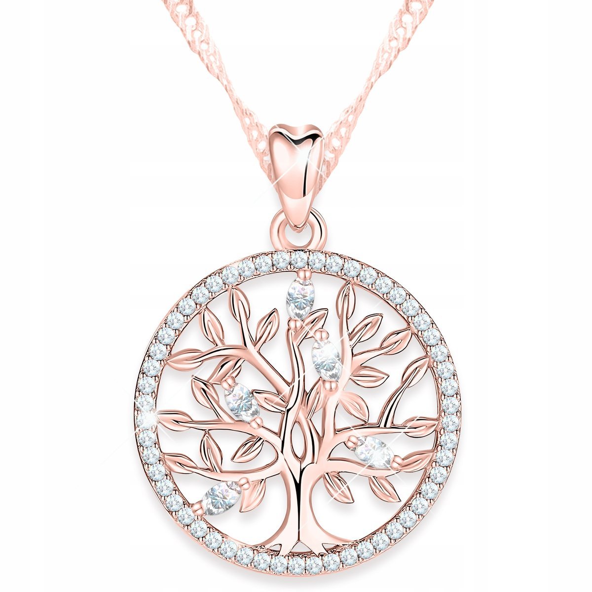 Naszyjnik Pozłacany Kryształowe Drzewo Drzewko Sandałowe Tree SREBRO 925