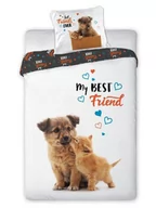 Pościel dla dzieci - Pościel 140x200 Best Friends Pies i Kot - bawełna - miniaturka - grafika 1