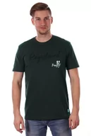 Koszulki męskie - Zielony T-shirt Męski z Nadrukiem, w Napisy, Krótki Rękaw, Just Yuppi, Oliwkowa Koszulka - miniaturka - grafika 1