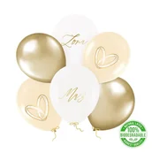 Wesele i ślub - Balony lateksowe ślubne Mąż Żona obrączki Wesele Zestaw 6szt - miniaturka - grafika 1