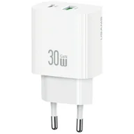 Ładowarki do telefonów - Ładowarka sieciowa USAMS CC316 T65 30W 1xUSB-C 1xUSB-A Fast Charging biały - miniaturka - grafika 1