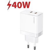 Ładowarki do telefonów - USAMS Ład. siec. 2xUSB-C T54 40W (only head) PD Fast Charging biały/white CC172TC02 (US-CC172) - miniaturka - grafika 1