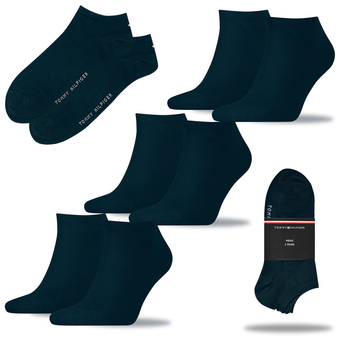 TOMMY HILFIGER Skarpety Męskie Stopki Bawełna 3 Pary GRANATOWE 39/42