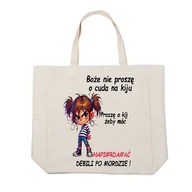 Torebki damskie - Torba na ramię jasny beż szeroka 48x38 MI 058 - miniaturka - grafika 1