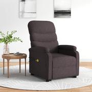 Stoły i łóżka do masażu - vidaXL Podnoszony fotel masujący, ciemnobrązowy, obity tkaniną - miniaturka - grafika 1
