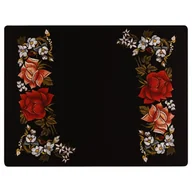Podkładki pod mysz - Podkładka pod mysz folk łowicki róże 48 x 38 cm czarna - miniaturka - grafika 1
