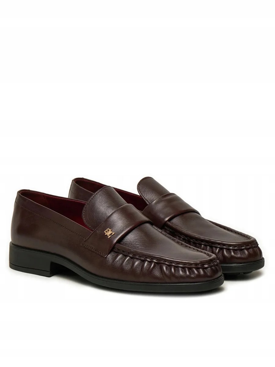 TOMMY HILFIGER BRĄZOWE MOKASYNY ZE SKÓRY NATURALNEJ ELEGANCKIE 39 16LA