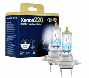 ŻARÓWKI RING H7 55W +220% XENON220 PERFORMANCE GOLD CAP E-HOMOLOGACJA UK - Żarówki samochodowe - miniaturka - grafika 1