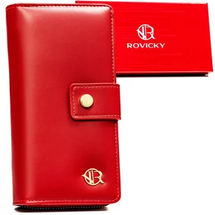 Damski portfel eko Rovicky na magnes elegancka duża pionowa portmonetka, czerwony - Portfele - miniaturka - grafika 1