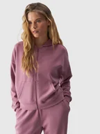 Bluzy damskie - Bluza dresowa rozpinana z modalem damska 4F 4FWAW24TSWSF1341-53S Różowy - miniaturka - grafika 1