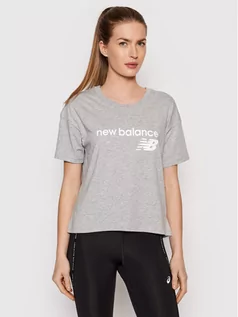 Koszulki sportowe damskie - New Balance T-Shirt Stacked WT03805 Szary Relaxed Fit - grafika 1
