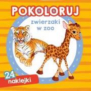 Kolorowanki, wyklejanki - Skrzat Pokoloruj zwierzaki w zoo praca zbiorowa - miniaturka - grafika 1