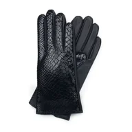 Rękawiczki - Damskie rękawiczki ze skóry o fakturze croco - miniaturka - grafika 1