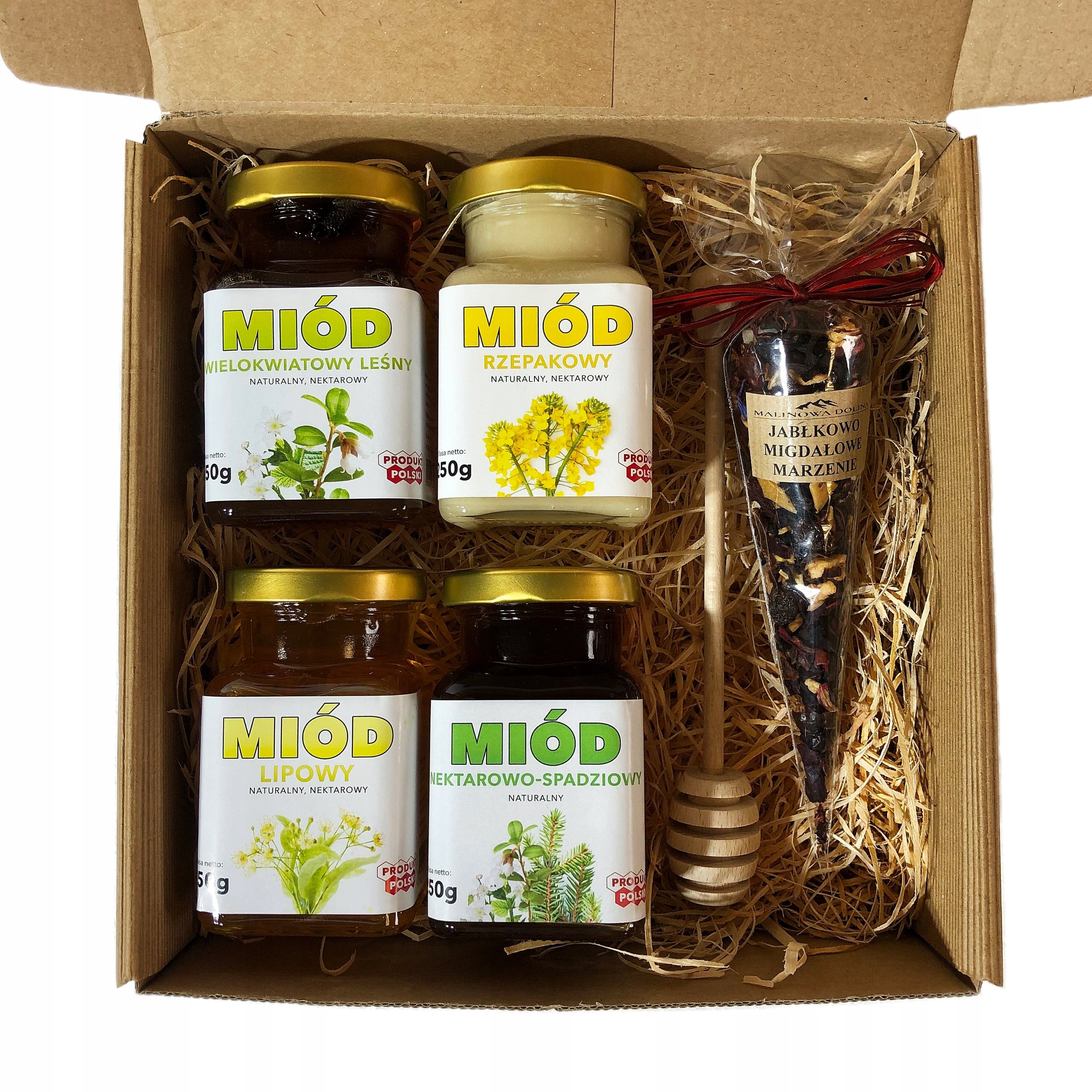 Zestaw w kartonie 4 x Miód herbata pałeczka Na Dzień Nauczyciela