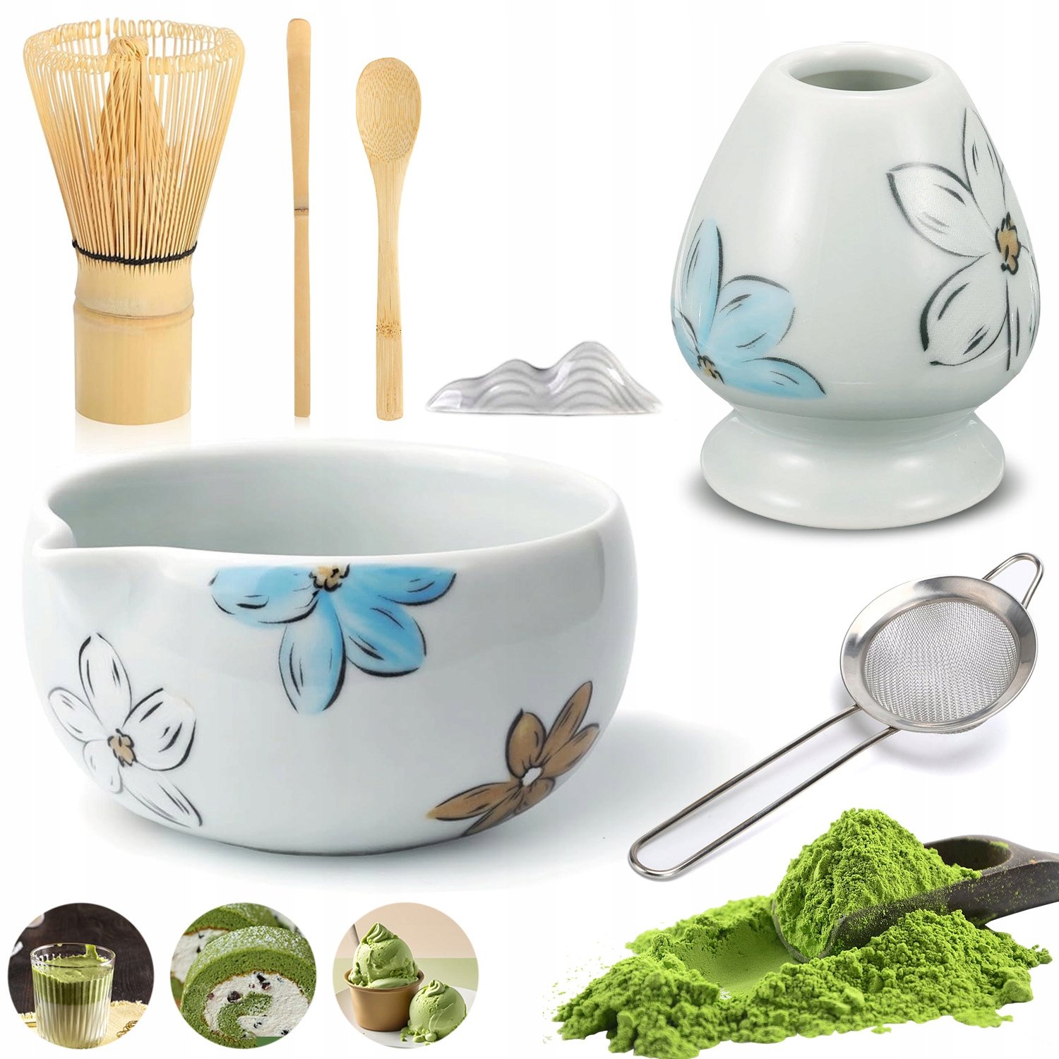 Zestaw Do Herbaty Matcha,zestaw Miotełka 8EL Z Ceramicznym Miska Do Matchy