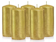Świece - Świece ozdobne złote walec kokon 12/6 zestaw 5 szt - miniaturka - grafika 1