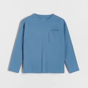 Reserved - Longsleeve oversize z kieszenią - Niebieski - Koszulki dla chłopców - miniaturka - grafika 1