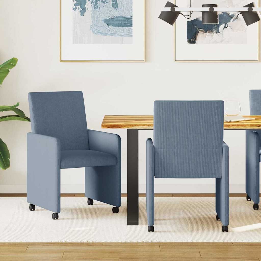 vidaXL vidaXL Krzesełka jadalne na kółkach 2 pcs Niebieski 57 x 66 x 94 cm