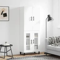 Witryny - vidaXL Witrynka biała połysk 69,5x34x180 cm materiał drewnopochodny - miniaturka - grafika 1