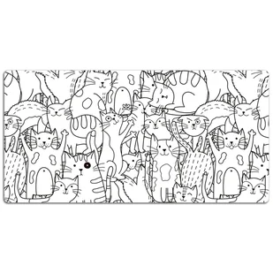 Mata ochronna na biurko Koty w stylu Doodle 120x60 cm - Podkładki na biurko - miniaturka - grafika 1