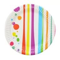Dekoracje i nakrycia stołu na imprezę - Arpex Talerzyki papierowe "Kolorowe Paski i Grochy Fresh" 33 cm 8 szt DC1261 - miniaturka - grafika 1