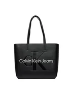 Torebki damskie - Calvin Klein Jeans Torebka Sculpted Shopper29 Mono K60K610276 Czarny - miniaturka - grafika 1