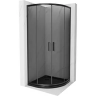 Kabiny prysznicowe - Mexen Rio kabina prysznicowa półokrągła 90x90 cm, grafit, czarna + brodzik Flat, czarny - miniaturka - grafika 1