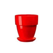 Donice - Doniczka ceramiczna z podstawką tina 20 x 18,5 cm czerwony połysk symbol 018 - miniaturka - grafika 1