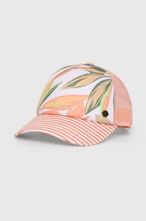 Czapki damskie - Roxy czapka z daszkiem kolor pomarańczowy wzorzysta - grafika 1