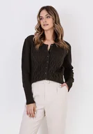 Swetry damskie - Elegancki kardigan - SWE317 zielony MKM - miniaturka - grafika 1