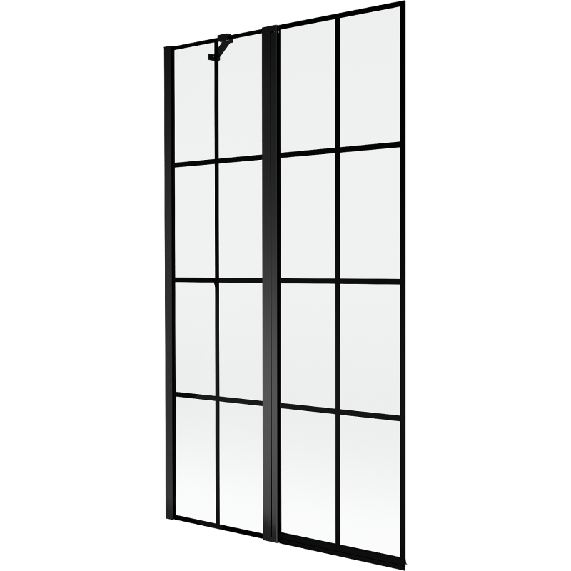 Mexen Mist parawan nawannowy 2-skrzydłowy lewy 100 x 150 cm, czarna kratka, czarny - 8A9-100-011-70-77-L