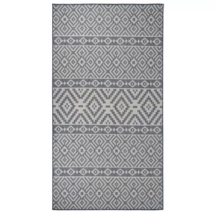 vidaXL Dywan zewnętrzny o płaskim splocie, 80x150 cm, niebieskie pasy - Dywany zewnętrzne - miniaturka - grafika 1