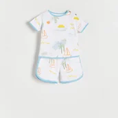 Komplety dla niemowląt - Reserved - Bawełniany komplet z nadrukiem - biały - miniaturka - grafika 1