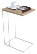 Ławy i stoliki kawowe - Druciany Stolik Biały Pomocniczy Dąb Sonoma + N2-D02 - miniaturka - grafika 1