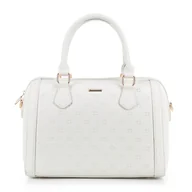 Torebki damskie - Damski kuferek z imitacji skóry w sygnaturę złamana biel - miniaturka - grafika 1