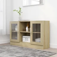 Szafki do salonu - vidaXL Witryna, dąb sonoma, 120 x 30,5 x 70 cm, płyta wiórowa 802789 - miniaturka - grafika 1