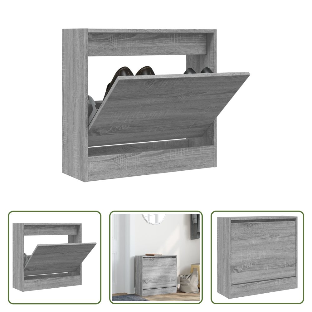 The Living Store Stojak na buty szary Sonoma 60x21x57 cm Materiał drewnopochodny