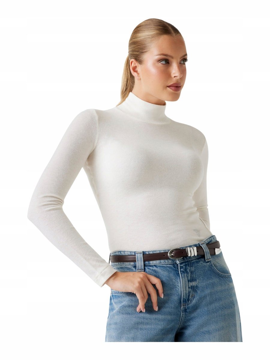 GUESS DAMSKI GOLF SWETER LS LICIA TURTLE NECK ECRU r.M